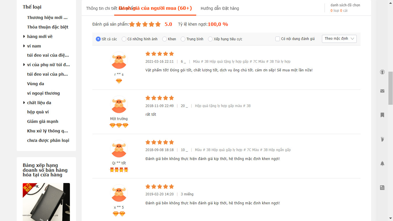 Đánh giá độ uy tín shop 1688 qua feedback khách hàng